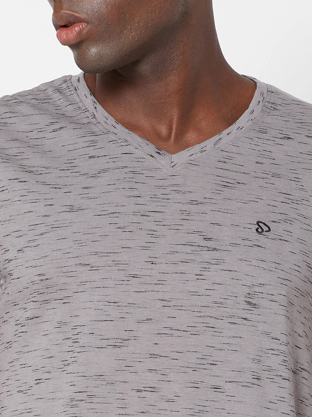 Sporto Mens Super Combed Cotton Blend Tees  Round & V-Neck (Grey With Flakes   Pure Red)