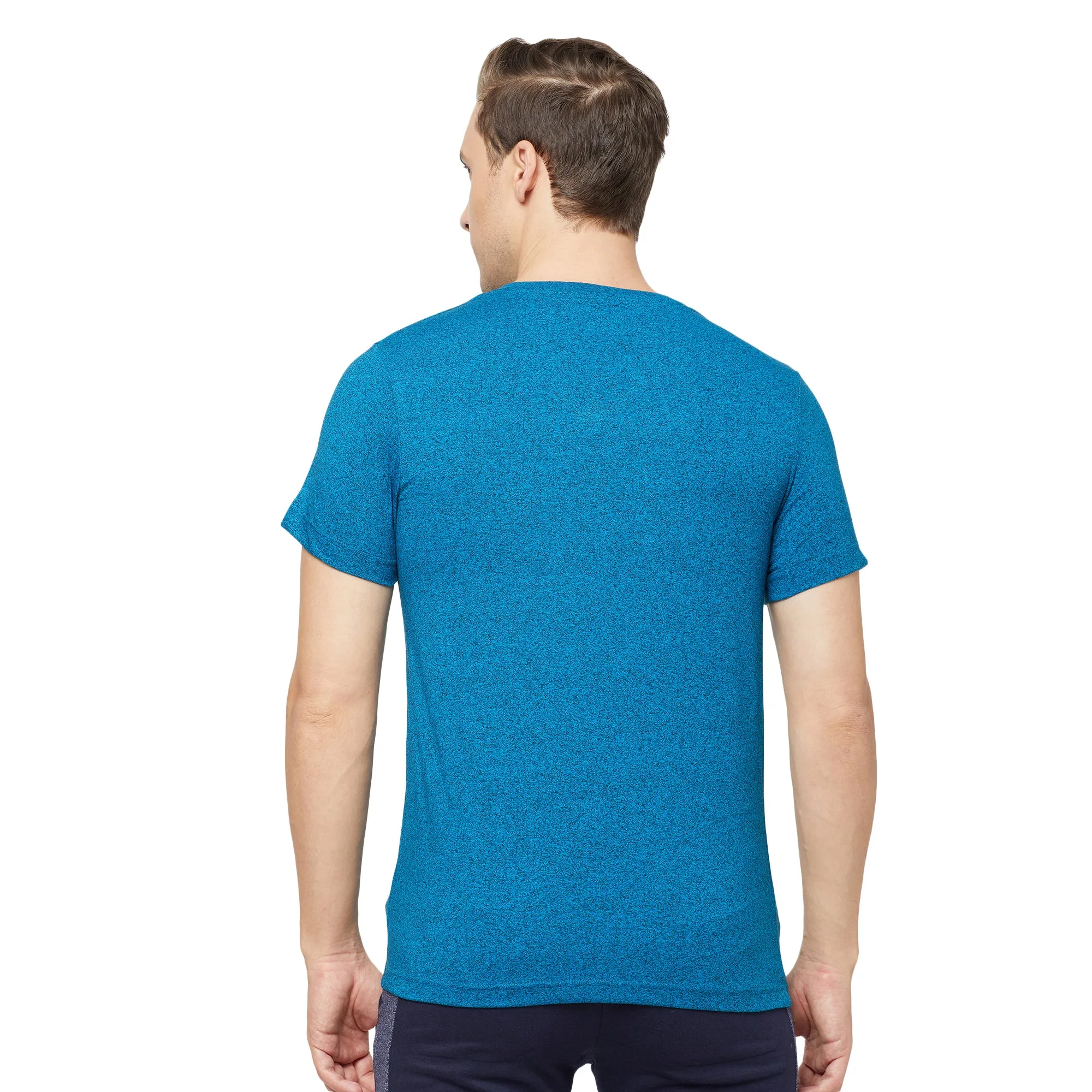 Sporto Mens Super Combed Cotton Blend Tees  Round & V-Neck (Sapphire Blue Jaspe   Black)