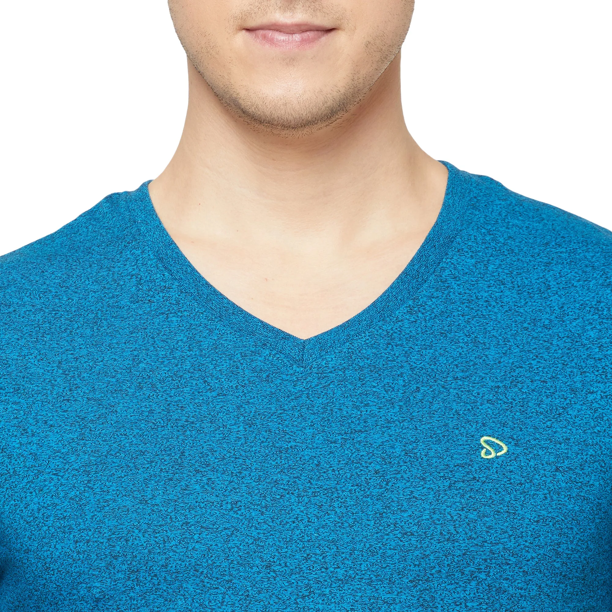 Sporto Mens Super Combed Cotton Blend Tees  Round & V-Neck (Sapphire Blue Jaspe   Black)