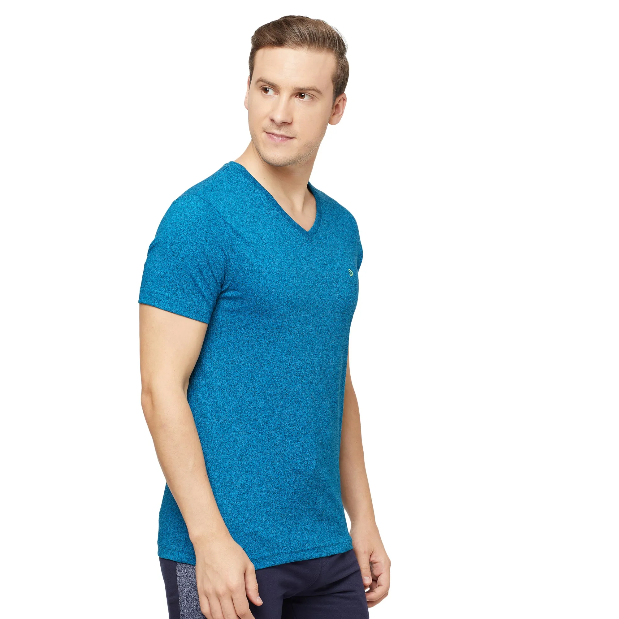Sporto Mens Super Combed Cotton Blend Tees  Round & V-Neck (Sapphire Blue Jaspe   Black)