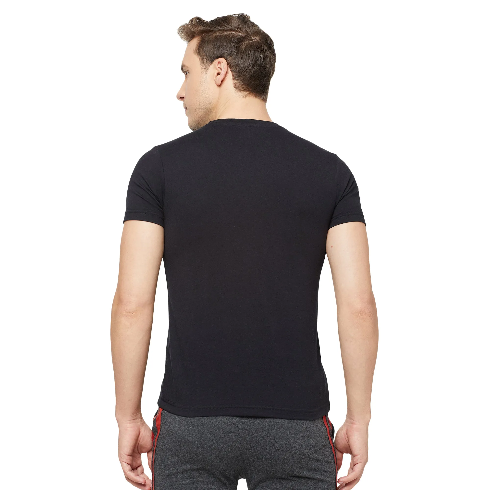 Sporto Mens Super Combed Cotton Blend Tees  Round & V-Neck (Sapphire Blue Jaspe   Black)