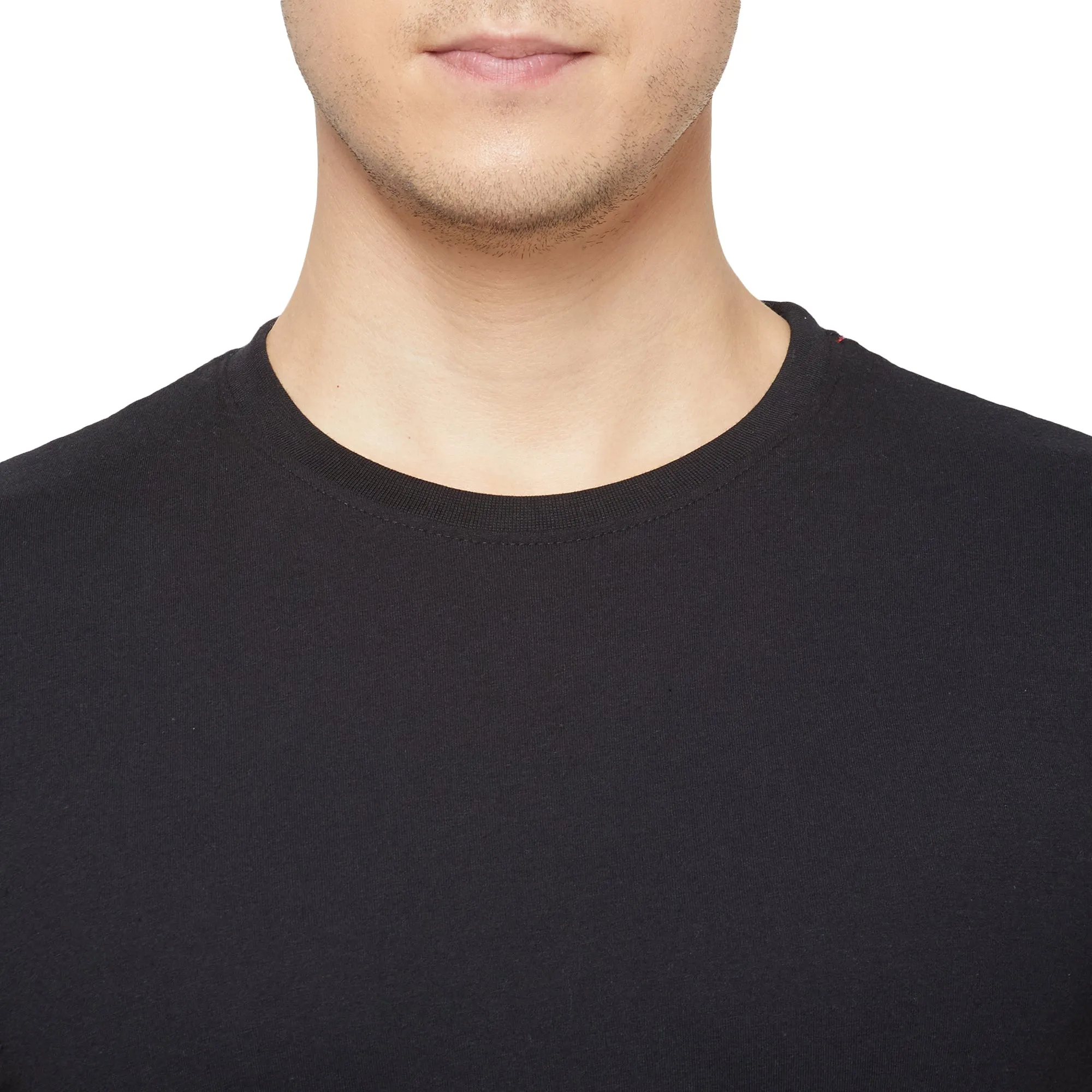 Sporto Mens Super Combed Cotton Blend Tees  Round & V-Neck (Sapphire Blue Jaspe   Black)