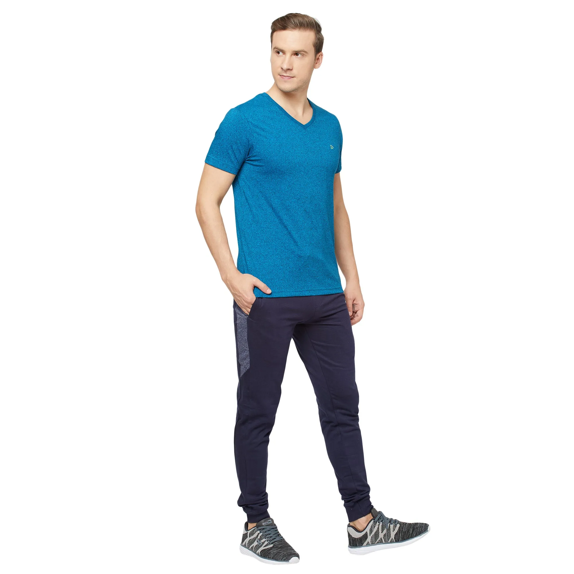 Sporto Mens Super Combed Cotton Blend Tees  Round & V-Neck (Sapphire Blue Jaspe   Black)