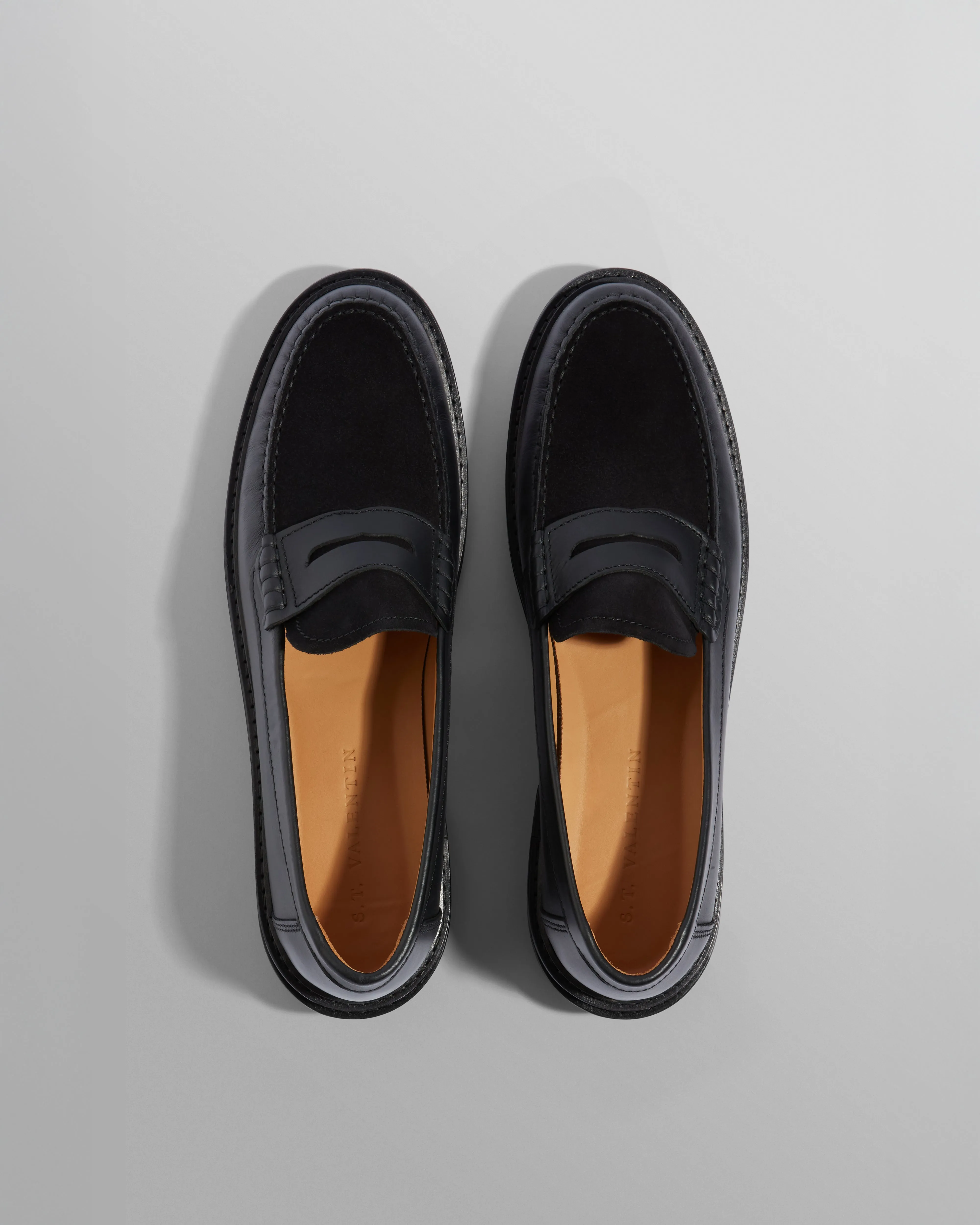 S.T. Valentin - Black Smooth Leather And Suede Loafers