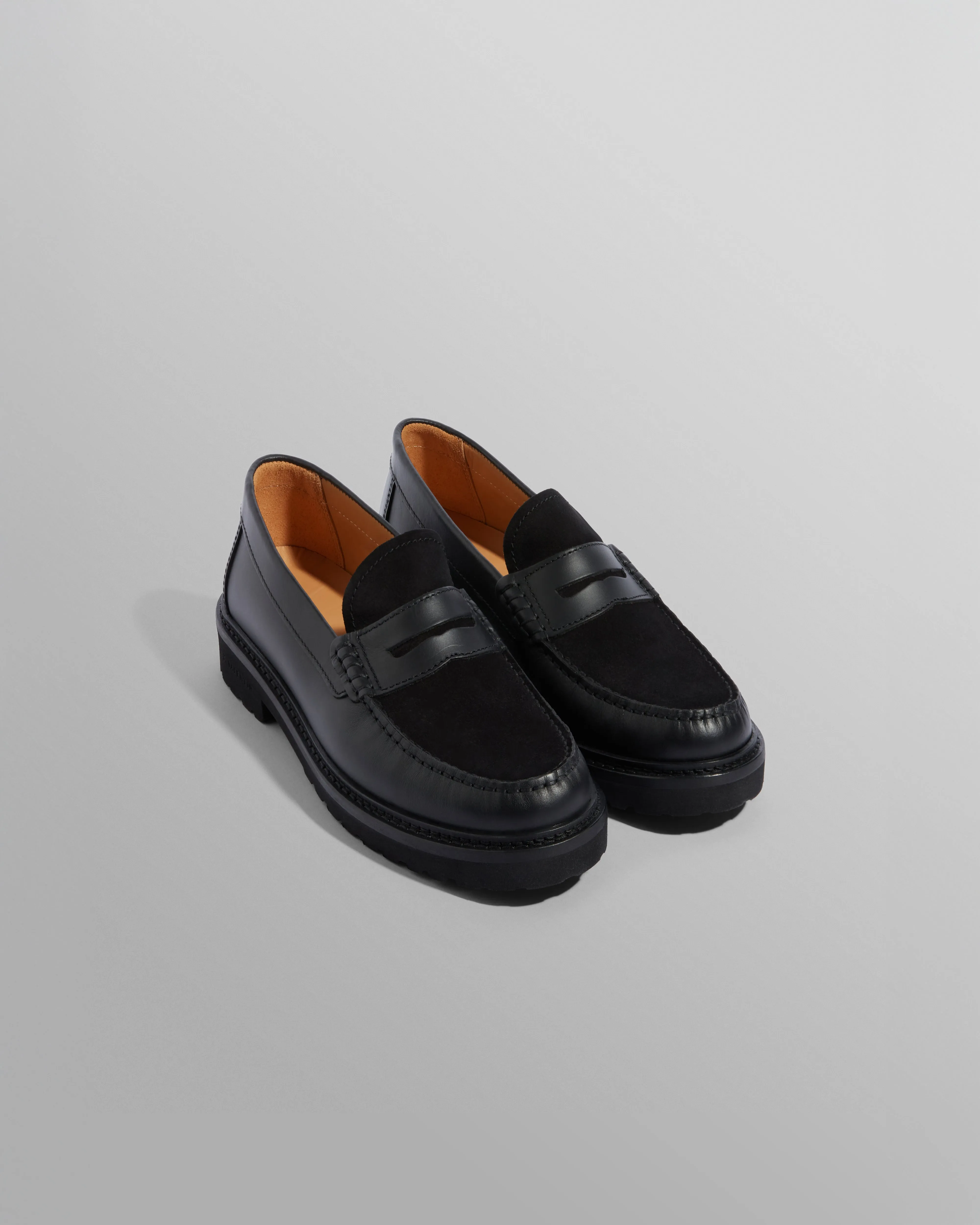 S.T. Valentin - Black Smooth Leather And Suede Loafers