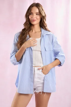 Sunny Days Blue Striped Top