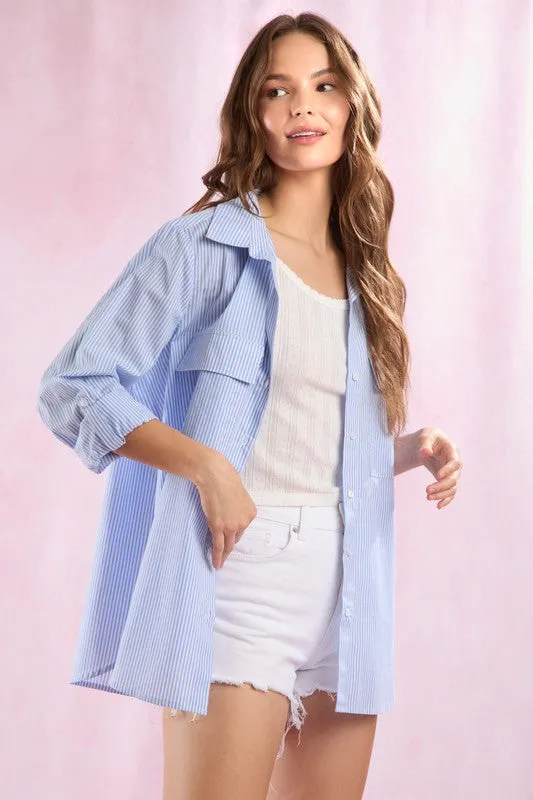 Sunny Days Blue Striped Top