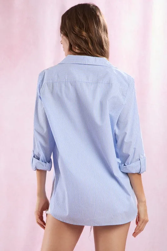 Sunny Days Blue Striped Top