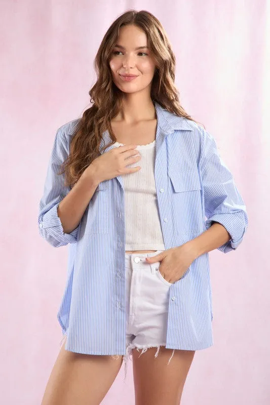 Sunny Days Blue Striped Top