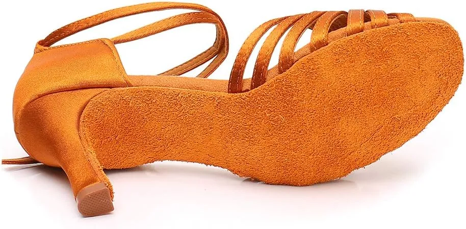 TINRYMX Women's Latin Dance Shoes Satin Ballroom Salsa Practice Performance Dance Shoes,Model 1219
