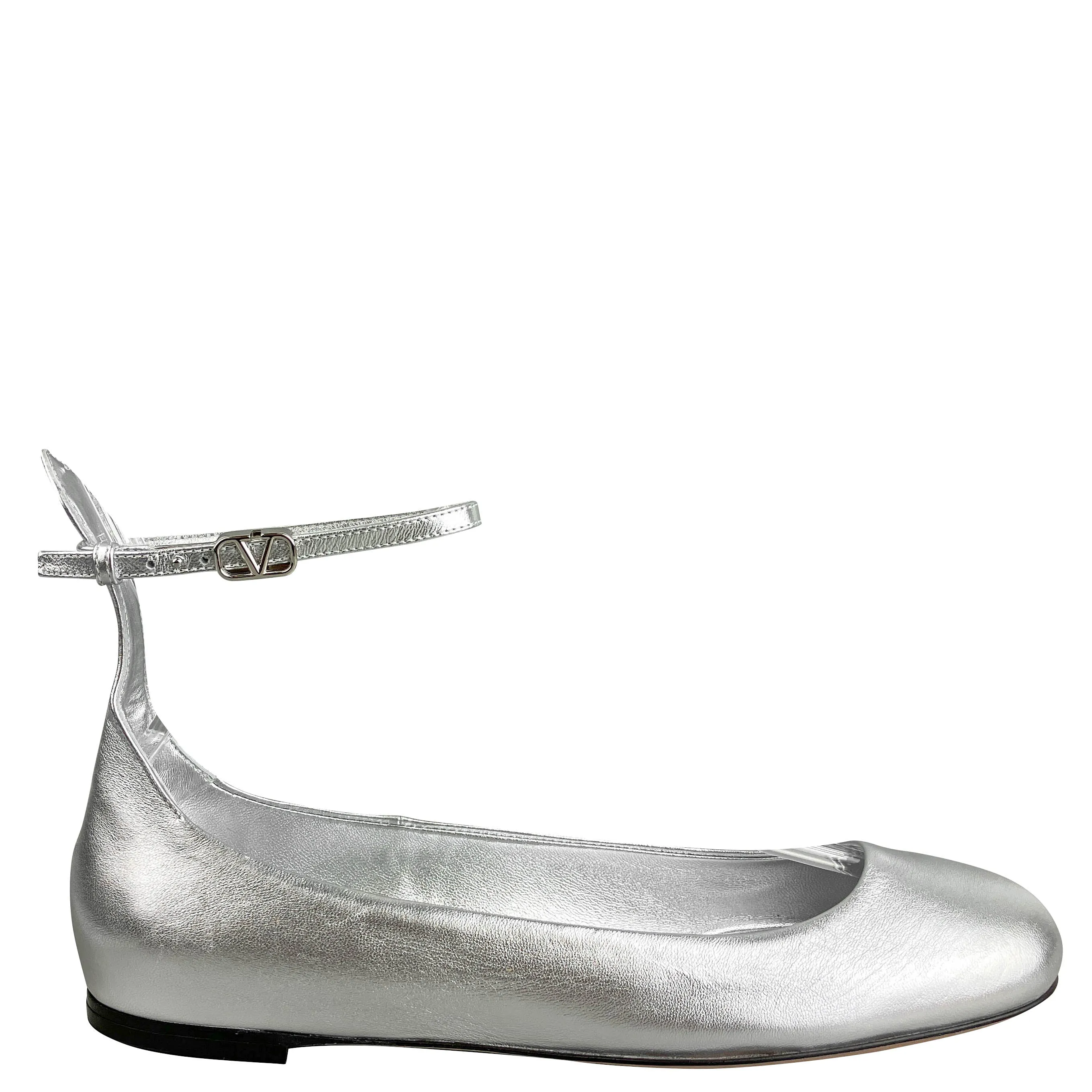 Valentino Ballerina Flats in Silver