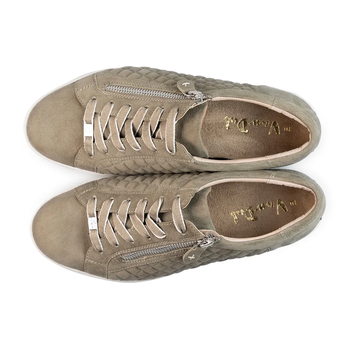Van Dal Detroit II 3334 6802 Ladies Leaf Suede Zip & Lace Trainers