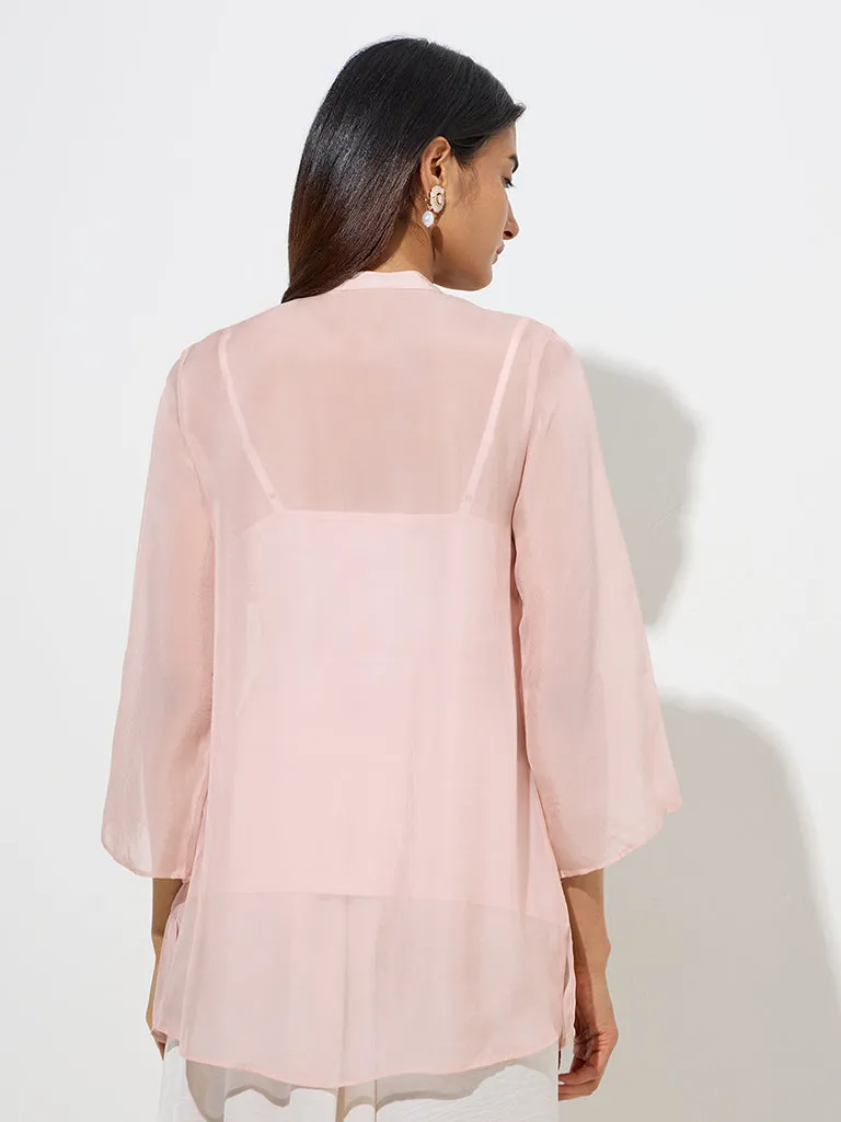 Vark Pink Floral Embellished Tunic with Inner