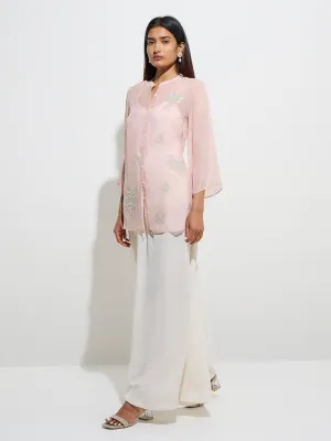 Vark Pink Floral Embellished Tunic with Inner