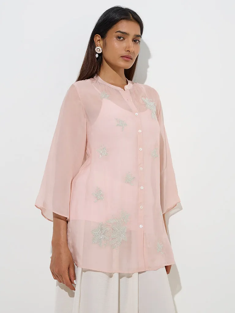 Vark Pink Floral Embellished Tunic with Inner