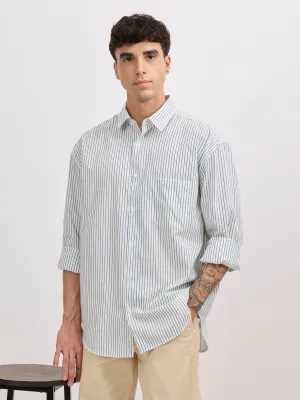 Veil - Cotton Oversized Striped shirt - Blue