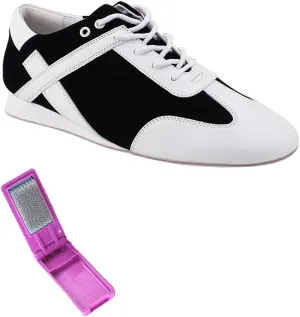 Very Fine Dance Shoes - Mens Latin, Rhythm Ballroom Dance Shoes - SERO106BBX - Flat Heel and Foldable Brush Bundle - Jackson - 13