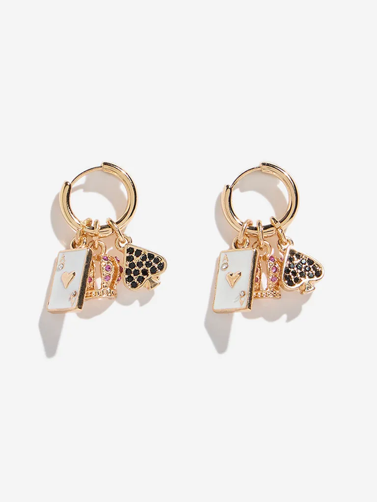 Westside Accessories Gold Studded Multi Charm Earrings