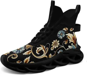 Wide Toe Mid-top Boots for Women Mesh Slip On Fashion Walking Shoes Lightweight Lace-up Workout Sneakers Anti-skid
