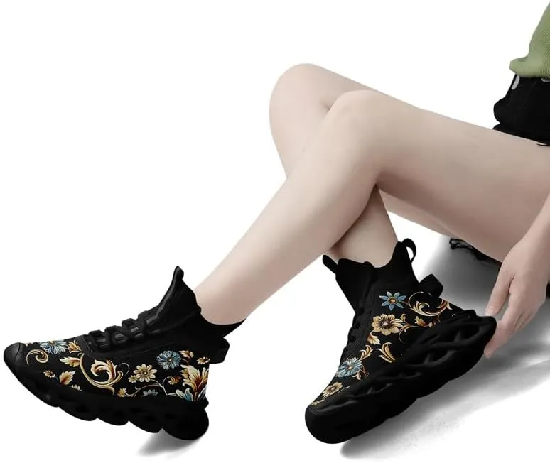 Wide Toe Mid-top Boots for Women Mesh Slip On Fashion Walking Shoes Lightweight Lace-up Workout Sneakers Anti-skid