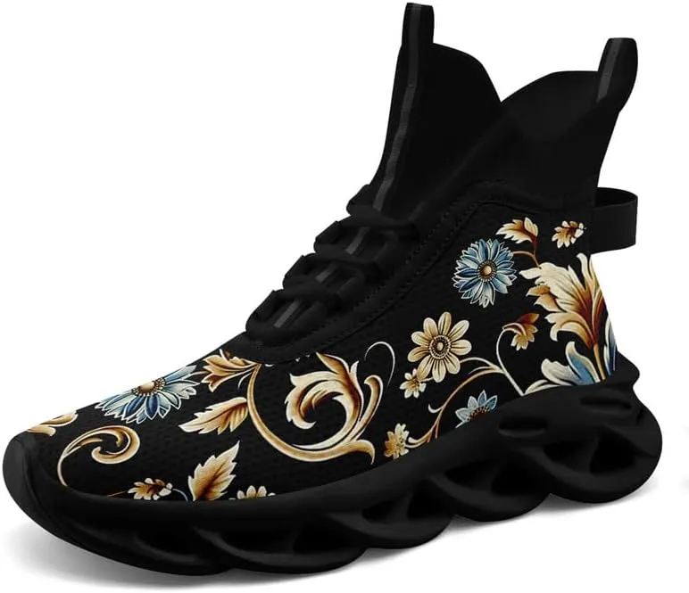 Wide Toe Mid-top Boots for Women Mesh Slip On Fashion Walking Shoes Lightweight Lace-up Workout Sneakers Anti-skid