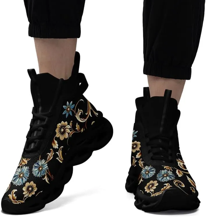 Wide Toe Mid-top Boots for Women Mesh Slip On Fashion Walking Shoes Lightweight Lace-up Workout Sneakers Anti-skid