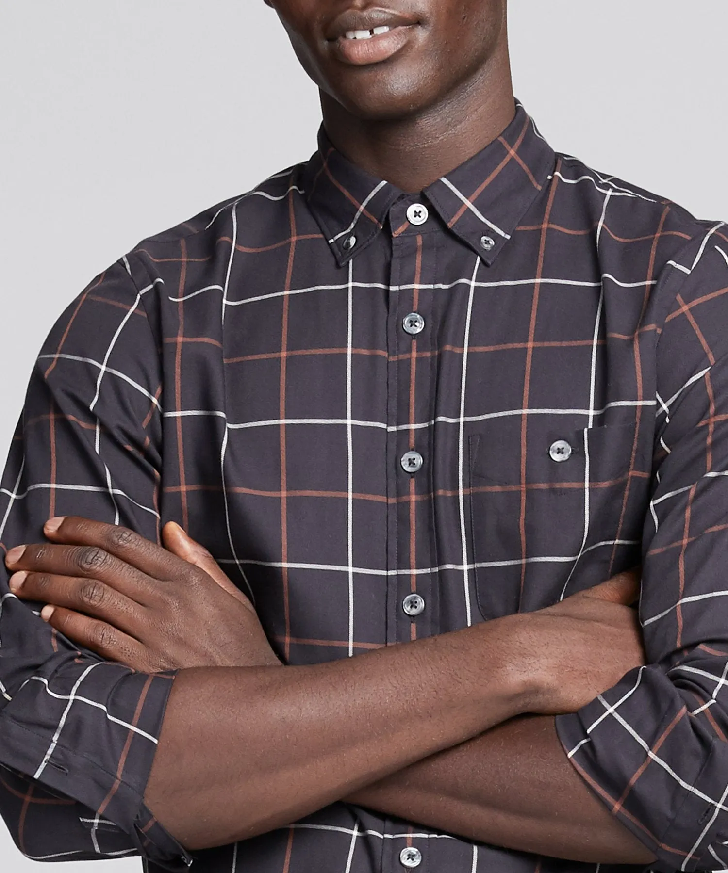 Windowpane Button Down in Black