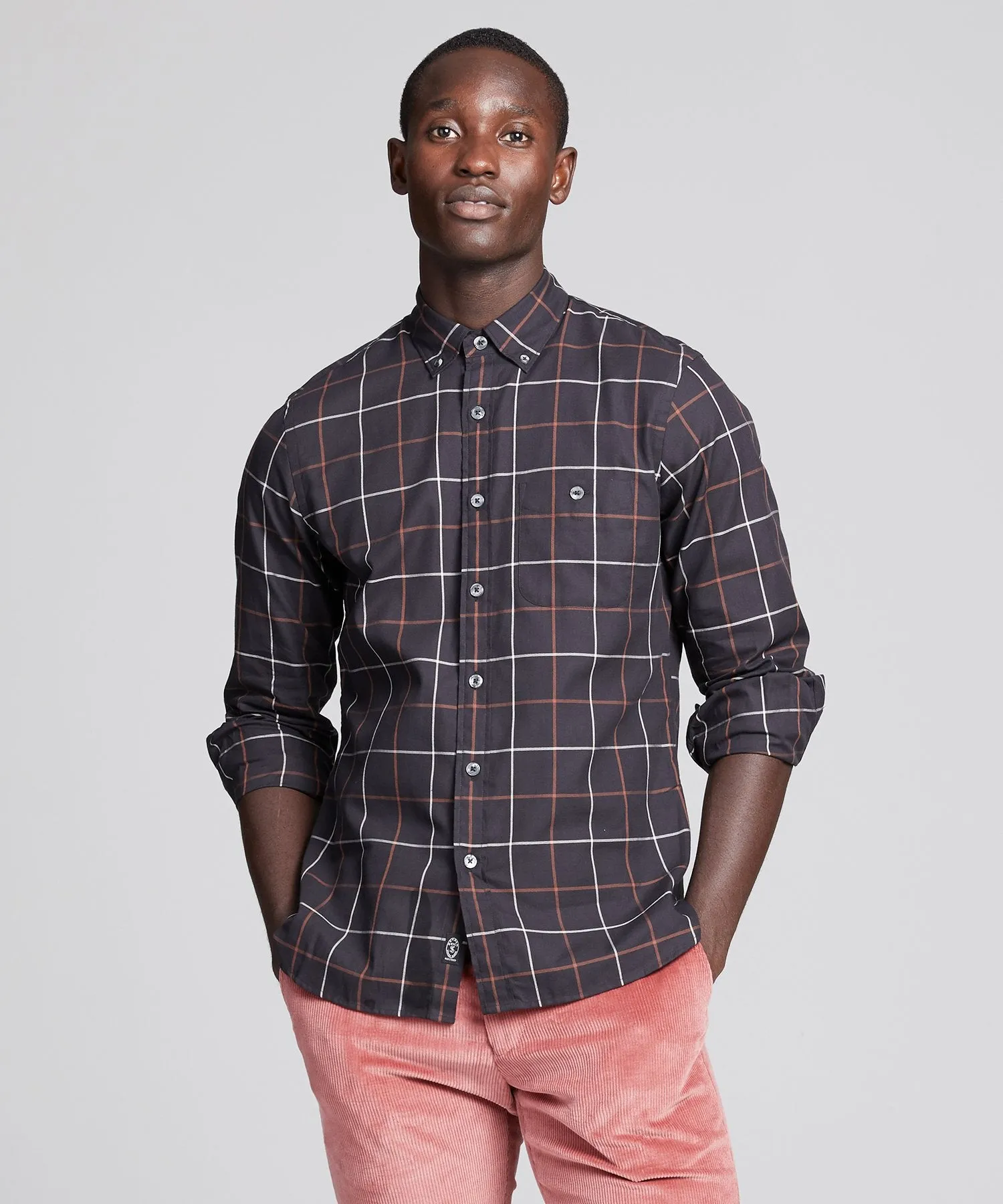 Windowpane Button Down in Black