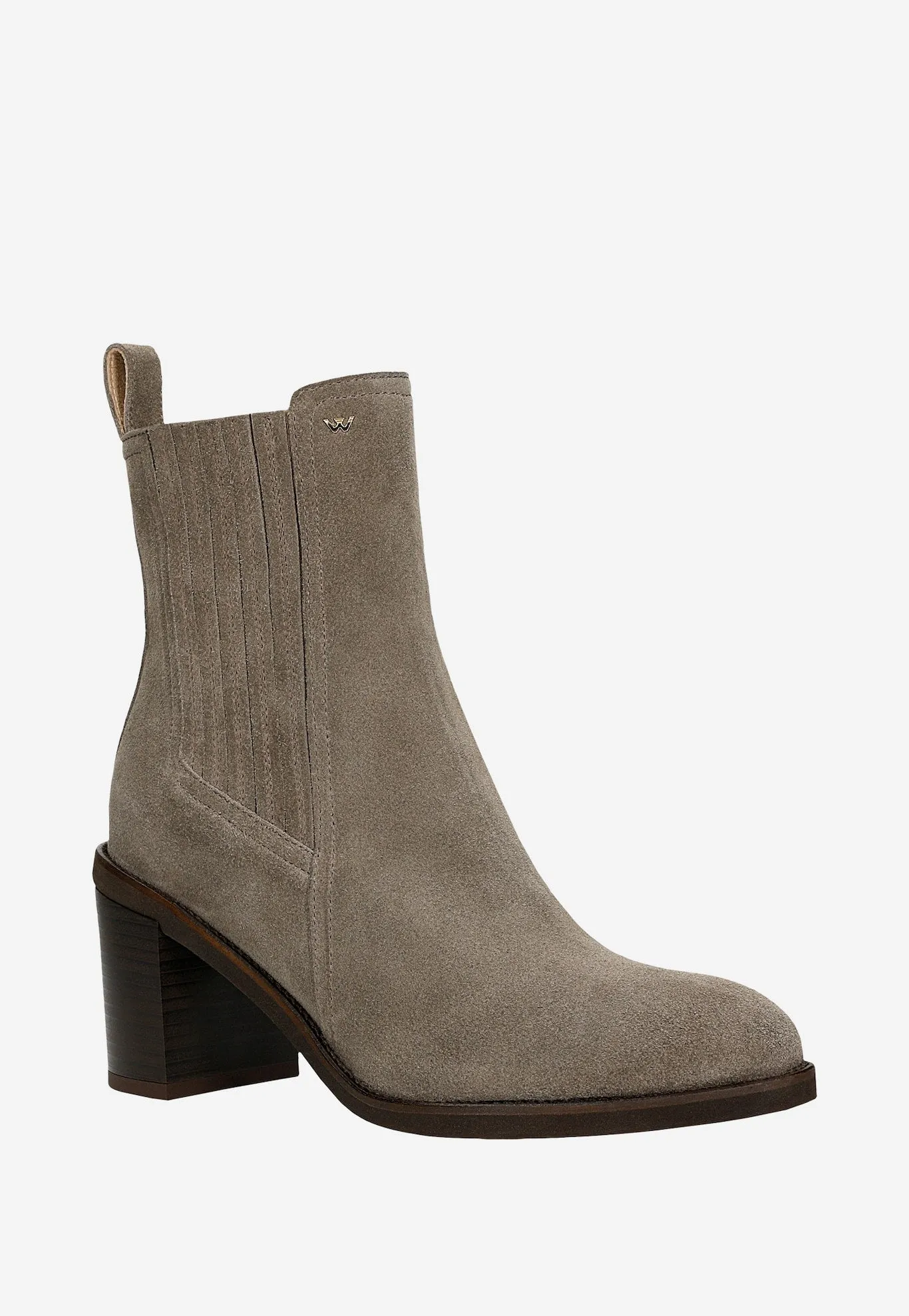 Wojas Dark Beige Velour Leather Ankle Boots | 5525662