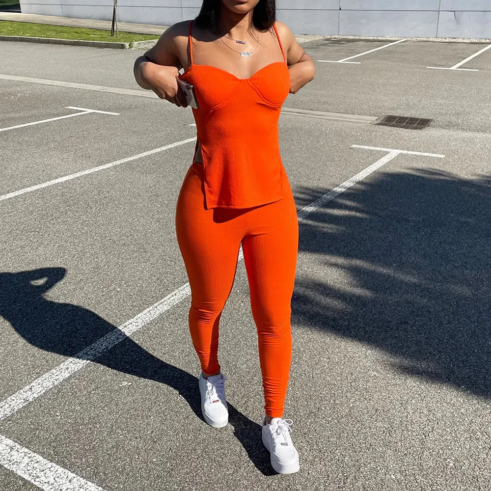 Woman Suspender Solid Color Sexy Summer Fashion Sports Suit