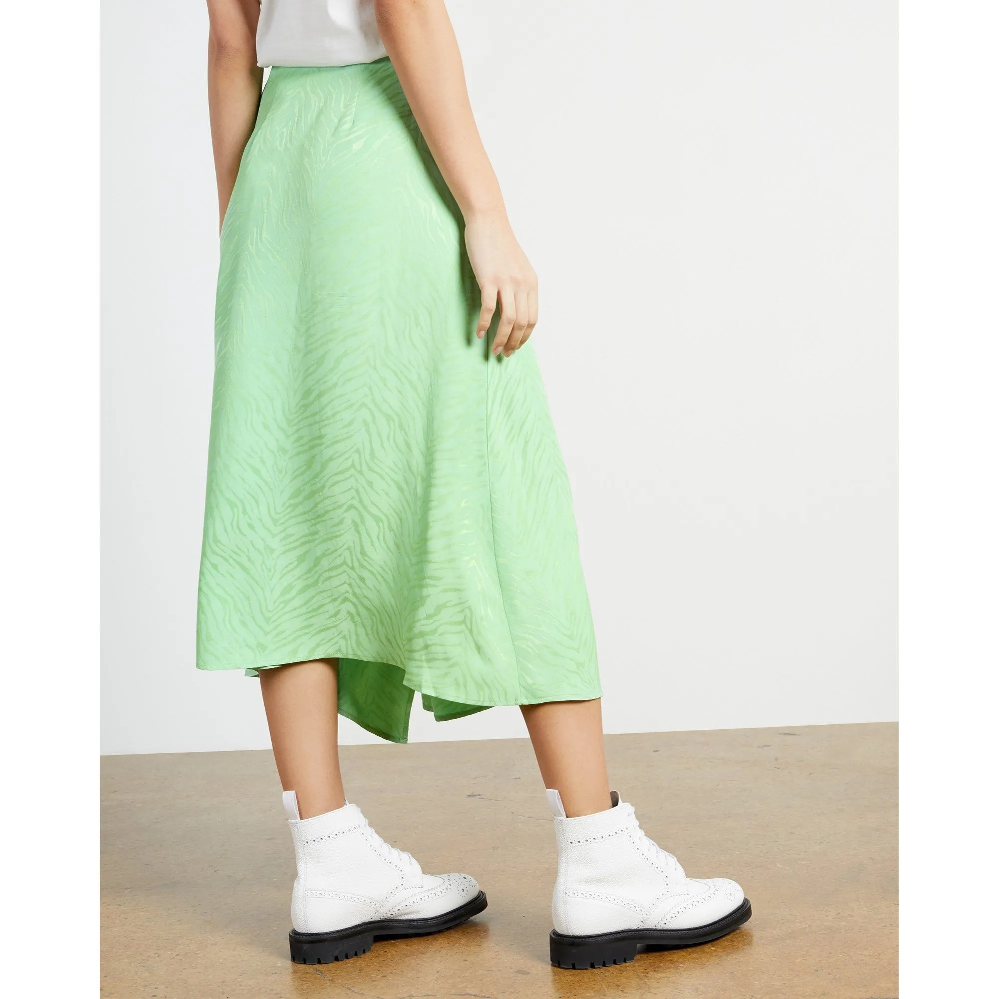 Women Wms-Lulwrth-Button Front Skirt With Split - Lt-Green