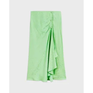 Women Wms-Lulwrth-Button Front Skirt With Split - Lt-Green