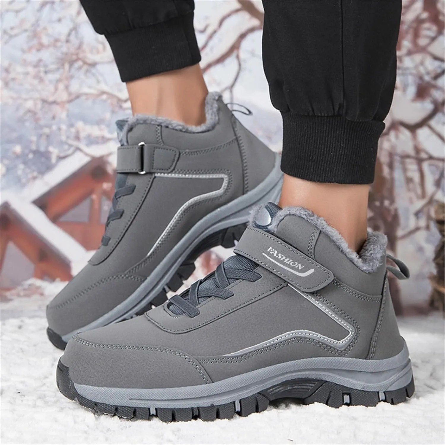 Work Boots for Men Cowboy Style Hiking Sneakers Warm Ankle Safety Shoes for Women Slip On Platform Sneakers Lightweight Safety Hike Grounded Footwear